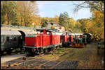 Herbststimmung bei den Osnabrücker Dampflok Freunden am Zechenbahnhof in Osnabrück am Piesberg.Am 29.10.2020 standen fotogen im Herbstlicht 212077-2, V 65002 und die ehemalige Deutz Werklok 2.