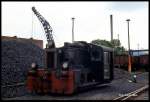 Köf II 100802 war am 22.6.1991 Rangierlok für die Normalspur im Bahnhof Gernrode.