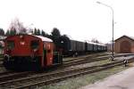 Kf 11 (ex-DB loc 323 850) der Teutoburger Wald-Eisenbahn AG in Lengerich am 8-1-2000. Bild und scan: Date Jan de Vries. 