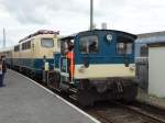 Köf 3 333 068-5 zieht 140 423-5 mit Sonderzug ins Museumsgelände am 14.06.14 in Koblenz Lützel 