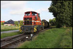 Henschel Lok VLO 2 rangiert hier am Morgen des 21.7.2017 ihren Güterzug am östlichen Ortsrand von Bad Essen.