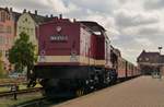 Heute war Diesel angesagt bei der HSB, 199 872 in Nordhausen Nord 14.08.2020 Leider ein Wolkenschaden und im Gegenlicht, so vorteilhaft bearbeitet wie möglich