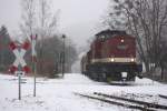 199 861 mit einem Treibwagen-Ersatzzug am 21.01.2012 in Drei-Annen-Hohne.