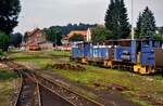 Abgestellte Dieselloks (?) einer Museumsbahn (?), 06.04.1985