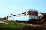 1983: Ein Esslinger der zweiten Serie, der VT 405, auf der Tälesbahn (WEG)