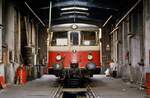 MAN-Schienenbus VT 5 der Hohenzollerischen Landesbahn im Bw Gammertingen, 29.10.1984.