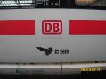  DB in cooperation with DSB  als Seitenlogo am ICE 37 nach Kopenhagen im Lbecker Hbf am 26.08.08.