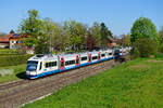 Aus dem Archiv: Längst Geschichte sind die Integral-Triebwagen bei der Bayerischen Oberlandbahn. Ungefähr 20 Jahre verkehrten die eher weniger zuverlässigen Fahrzeuge des österreichischen Jenbacher-Werkes auf den Strecken von München nach Bayrischzell, Lenggries und zum Tegernsee. Am 07. Mai 2016 konnte ich den auf den Namen  Bad Tölz  getauften 609 107 bei Otterfing aufnehmen.