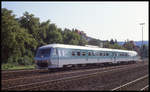 DB Pendolino 610010 als RSB 3666 nach Nürnberg fährt in Hersbruck r. d. Pegnitz am 27.6.1992 ab.