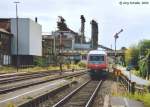 VT 610 517 verlsst am 25.8.04 als RE nach Nrnberg den Bahnhof Sulzbach-Rosenberg Htte.