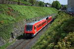Die Abschiedsfahrt der Verkehrsfreunde Stuttgart am 28 April 2018 vom 611er führte auch über die Brenzbahn von Aalen nach Ulm. Hier fährt 611 045 in den Ulmer Hauptbahnhof ein.