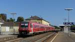 2 611er durchfahren als IRE nach Ravensburg den Bahnhof Aulendorf. Aufgenommen am 8.9.2018 10:38