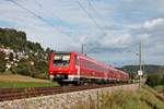 611 039 am Nachmittag des 20.09.2017, als dieser zusammen mit 611 011 als IRE (Ulm Hbf - Basel Bad Bf) unterwegs waren und hier bei Thayngen über die Hochrheinbahn in Richtung Schaffhausen fuhren.