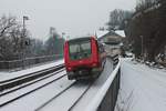 Nachschuss auf 611 045, als dieser bei besten Winterwetter am Morgen des 15.02.2018 zusammen mit 611 517 als IRE (Ulm Hbf - Basel Bad Bf) durch Laufenburg (Baden) gen Basel fuhr