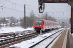 Noch ne kleine Schneenachlese vom Mittwoch 26.03.. wohl unserem letzten Wintertag.. Hier tobt grad 611 504-2 die letzten Steigungsmeter der Geislinger Steige empor... im sanften Schneefall...