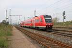 612 126 von DB Regio Südost als RE 3802 (RE7) von Würzburg Hbf nach Erfurt Hbf fährt in den Bahnhof Neudietendorf an der Bahnstrecke Halle–Bebra ein. [1.5.2017 - 10:13 Uhr]