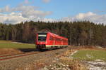 Überführungsfahrt auf der Mehlbahn (KBS 546) mit dem 612 602 nahe Pausa eingefangen am 16.02.2018