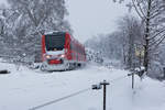 Viel Schnee auf der Nase hat dieser unbekannte Triebzug der BR 612 kurz hinter Lindau auf dem Weg ins Allgäu. 14.1.19
