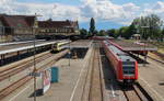 Ein Triebwagen der Baureihe 612 aus Baden-Württemberg und einer aus Bayern in Lindau.

Lindau, Juni 2020