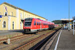 DB 612 124 verlässt Schwandorf als RE nach Amberg.