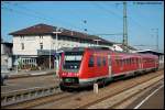 612 087-7 ist am Morgen des 15.10.07 als InterRegioExpress von Aalen nach Ulm HBF unterwegs, hier bei der Ausfahrt aus dem Aalener Bahnhof.