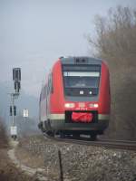 612 074-5 ist am 21.Dezember 2007 als IRE 3229 von Aalen nach Ulm Hbf unterwegs.