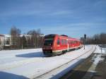 17.2.2010 12:58 DB AG Baureihe 612 070 als RE nach Hof Hbf bei der Einfahrt in Plauen (Vogtland) Oberer Bahnhof.