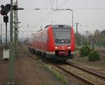 612 902, der Mess-612, bei seiner Einfahrt in den Bahnhof Eichenberg aus Norden kommend. Aufgenommen am 08.04.2010.