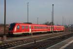 612 902/901, Versuchstrger fr Fahr- und Schwingungstechnik der DB AG Prfstelle Minden, am 24.03.2010 beim Wasserfllen in Gera Hbf.