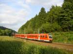Zwei 612er sind am 19. September 2010 als RE nach Lichtenfels im Frankenwald bei Rothenkirchen unterwegs.