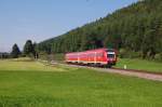 612 074 ist als RE auf dem Weg nach Oberstdorf und erreicht in Krze Altstdten(Allgu). Dies war die letzte Tour mit dem Jubilumspass 2010