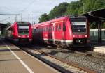 612 097 und 612 065 treffen sich am 17. Juni 2011 auf den Gleisen 1 und 2 in Kronach.
