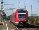 612 115  Landkreis Kronach  erreicht am 1. Oktober 2011 als RB von Bamberg nach Saalfeld den Bahnhof Hochstadt-Marktzeuln auf Gleis 2.