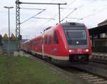 612 066 und ein weiterer 612er stehen am 2. April 2012 als RB nach Bamberg auf Gleis 4 in Kronach.