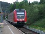 612 064 fhrt am 09.Juni 2012 als RE nach Jena Saalbahnhof Auf Gleis 3 in Ludwigsstadt ein.