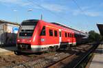 612 154 verlsst am 22. Juli 2012 als RE nach Sonneberg den Bahnhof Coburg.