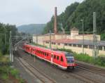 612 059 erreicht am 05. August 2013 als RE nach Jena Saalbahnhof den Bahnhof Kronach.