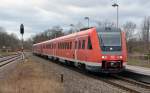Auf dem Weg nach Glauchau waren diese beiden VT 612 als sie am 15.03.12 in Ronneburg einfuhren.