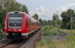 612 565 und 612 597 fahren am 13.07.2014, mit dem RE 3453 nach Dresden Hbf, durch den Haltepunkt Zwickau-Pölbitz.