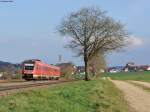612 655 mit dem RE 3562 von Schwandorf nach Nürnberg Hbf bei Sulzbach-Rosenberg, 27.03.2014