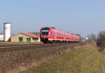 612 977 und 612 xxx zu sehen am 17.03.16 in Waldershof mit dem RE nach Nürnberg.