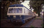 Betriebspause für 614067 am 16.9.1990 um 19.20 Uhr im Bahnhof Seesen.
