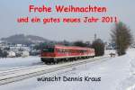 Frohe Weihnachten und einen guten Rutsch ins neue Jahr wnsche ich allen Bahnbilder.de Usern! Das Bild zeigt 614 039/040 als 610 Ersatz am 16.02.2010 bei Sulzbach-Rosenberg.
