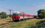 614 022 / 614 021 und 614 041 / 614 042 als R 10304 (Bârlad - Galati) bei Târgu Bujor 18.8.24  