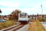 Zug der Strohgäubahn Korntal-Weissach mit Wagen der Baureihe NE 81 der ersten Serie, 1983