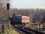Nebenbahnidylle an der Erftbahn. 628/928 660 bei der Einfahrt als RB 38 (Horrem - Bedburg) in Paffendorf.

Paffendorf, 19. Januar 2017