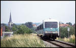 628272 verlässt hier als RB 7932 nach Heidelberg am 27.6.1993 um 15.07 Uhr Steinsfurt.