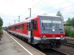 Die Br.628 587-8 im Bahnhof Crailsheim.