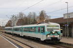 628 486/673  Maria  und 628 436/526  Anna  als RE  Main-Tauber-Express  nach Aschaffenburg beim Verlassen des Bahnhofs Crailsheim am 01.12.2019 im Rahmen der offiziellen 628-Abschiedsfahrt. 