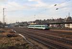 Die Erzgebirgsbahn hat sich für einige Zeit den 628 673/486 der Westfrankenbahn ausgeliehen. Der Triebwagen verkehrt auf der RB 37 zwischen Gößnitz und Glauchau. Hier ist er am 27.01.20 bei der Ankunft in Gößnitz als RB 23964 zu sehen.